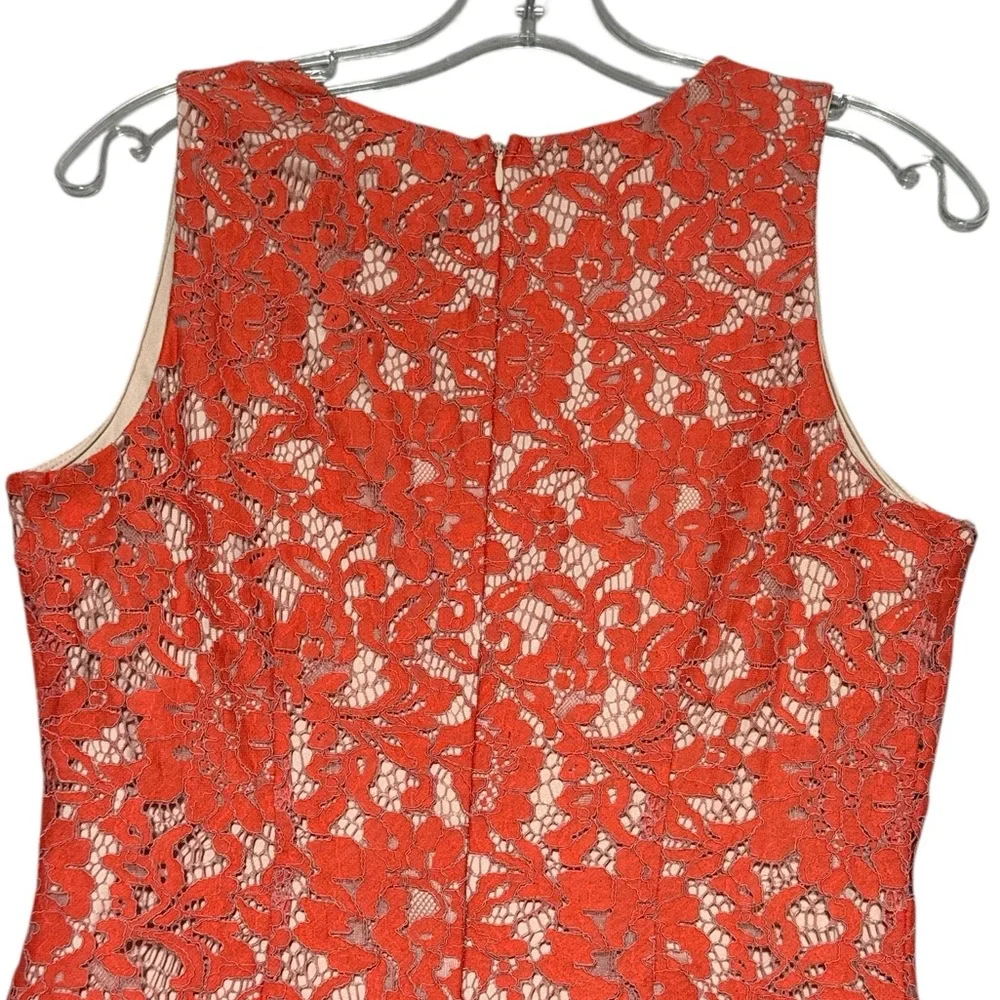 Nicole Miller Sleeveless Lace Dress - Orange